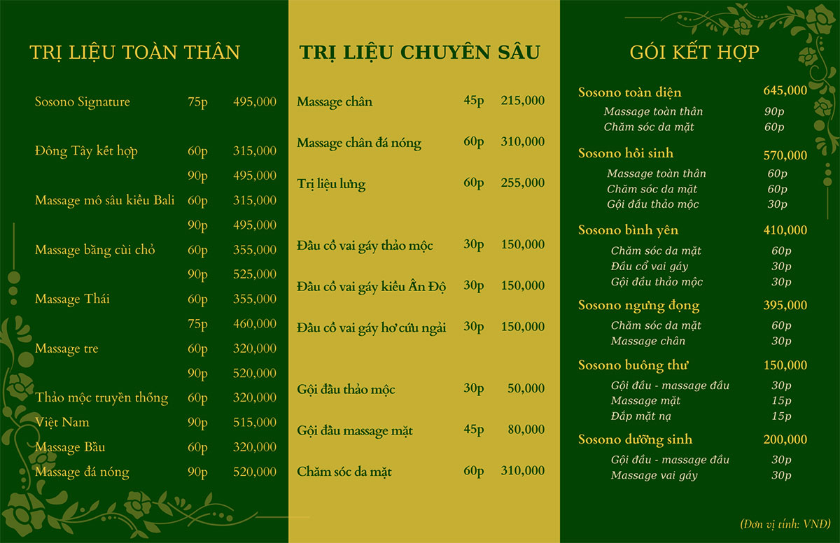 Sosono-Spa-menu-vietnamme